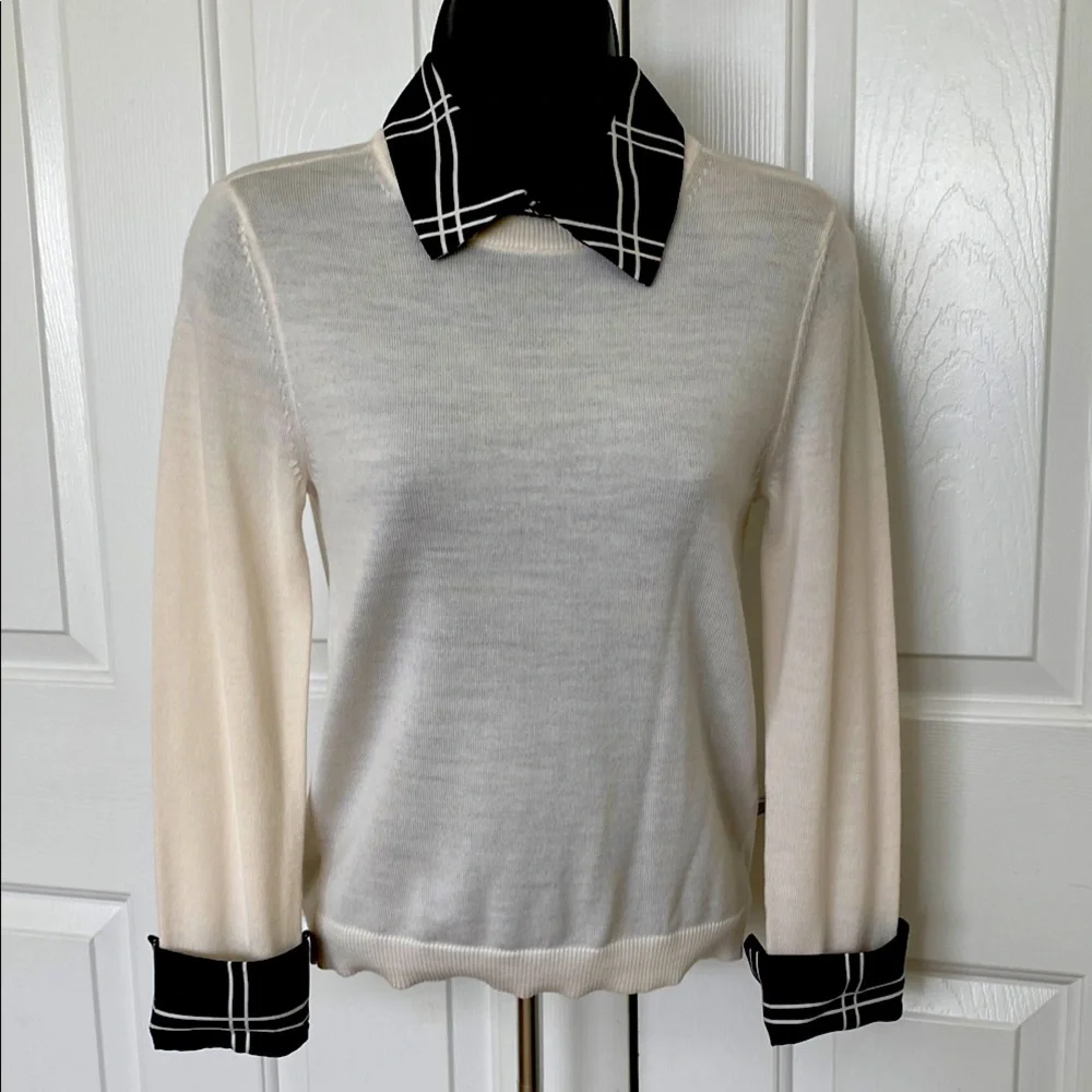 Alice + Olivia Porla Collared Wool Sweater Top Size Small NWT - Picture 2 of 8